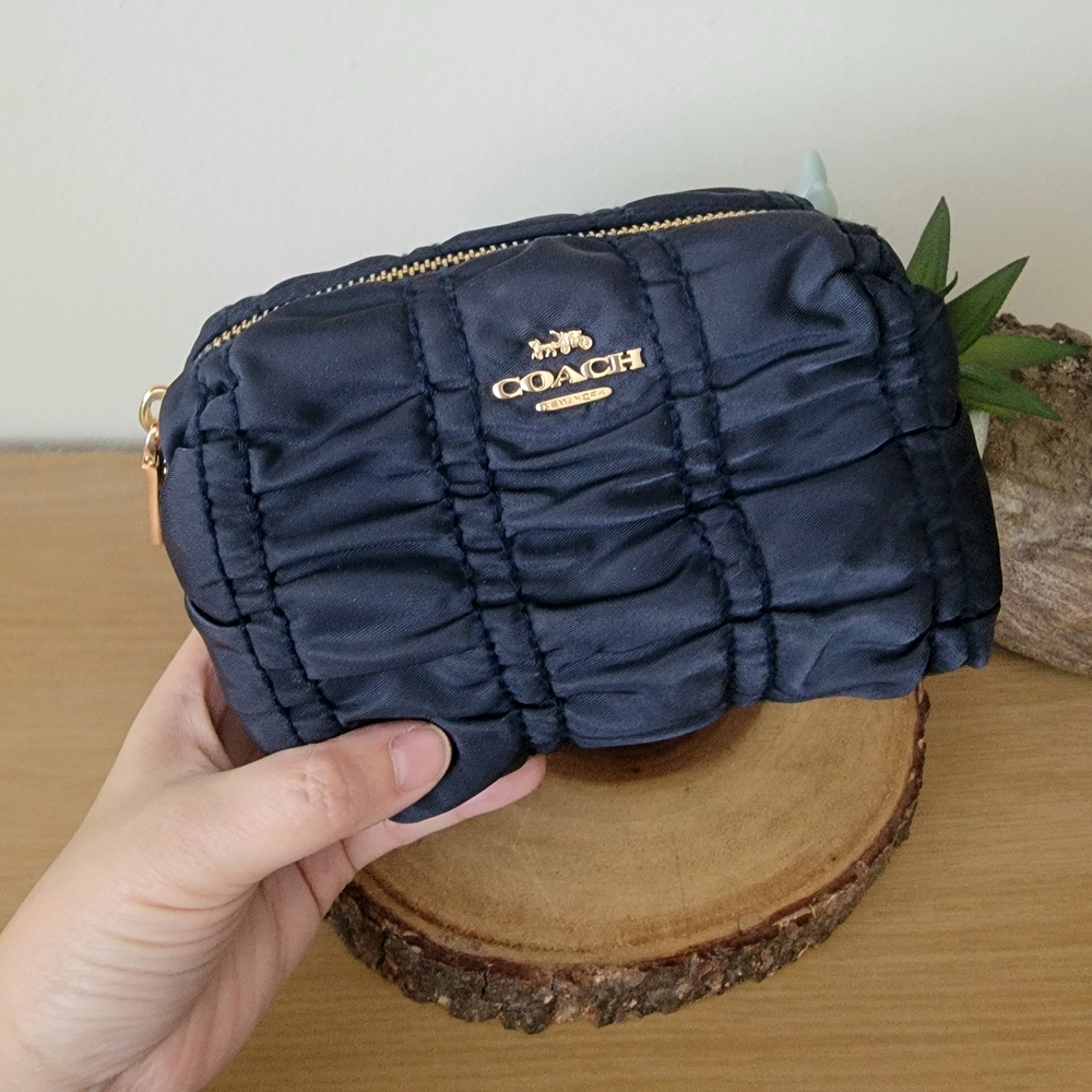 Coach BLACK Quilted Pouch bag Cosmetic Bag